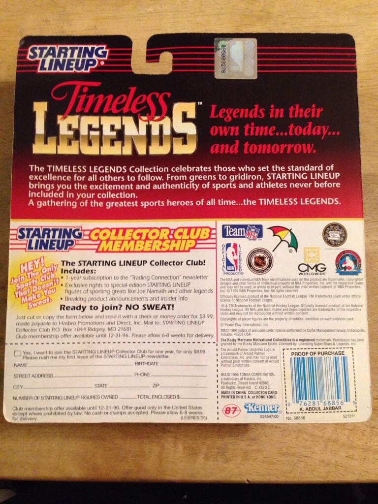 Kenner Starting Lineup Timeless Legends Kareem Abdul-Jabbar - Kenner (Starting Lineup Timeless Legends) action figure collectible [Barcode 076281688565] - Main Image 2
