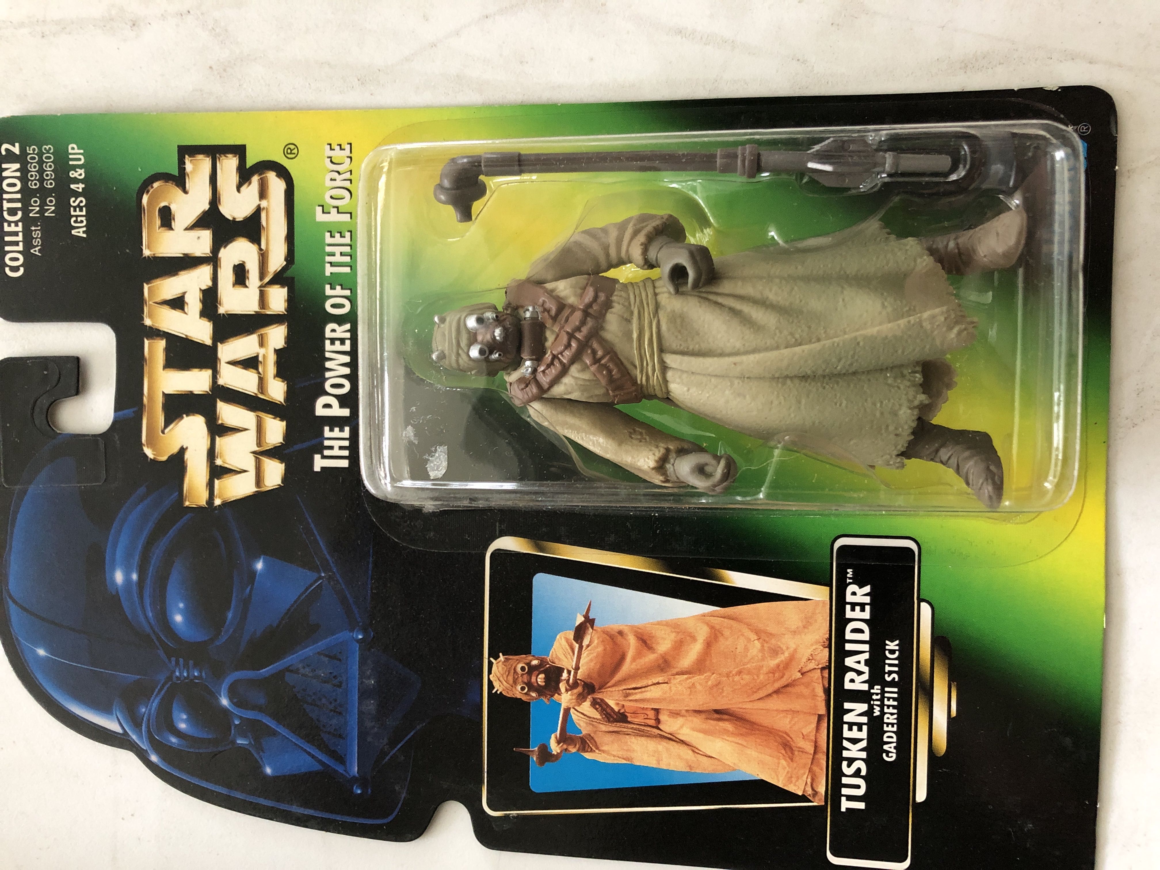 Tusken Raider w/ Gaderffi Stick Battle Club - Hasbro (POTF2 3.75” 1995- 6: Orange) action figure collectible [Barcode 076281696034] - Main Image 3