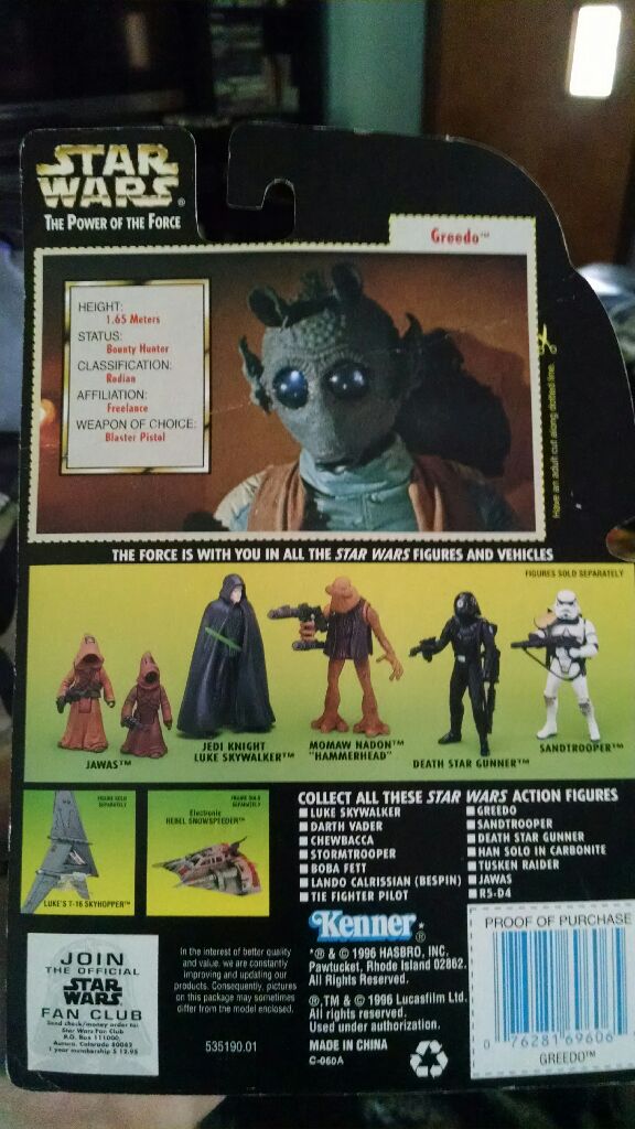 Greedo w/ Rodian Blaster Rifle - Hasbro (POTF2 (O) 3.75” 1996- 1997) action figure collectible [Barcode 076281696065] - Main Image 2