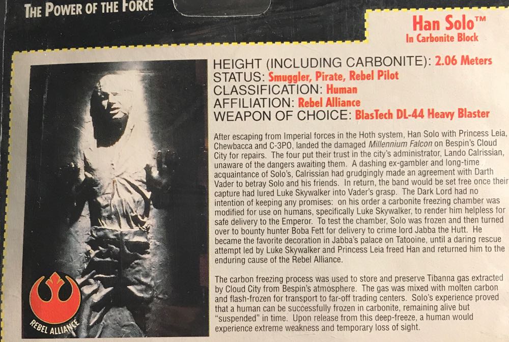 Han Solo In Carbonite - Kenner / Hasbro (Power of The Force 2) action figure collectible [Barcode 076281696133] - Main Image 4