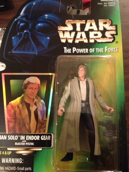 Han solo in endor gear * with blaster pistol & freeze frame action slide * star wars 1997 the power of the force action figure - Hasbo / Kenner (Star Wars - Power Of The Force) action figure collectible [Barcode 076281696218] - Main Image 2