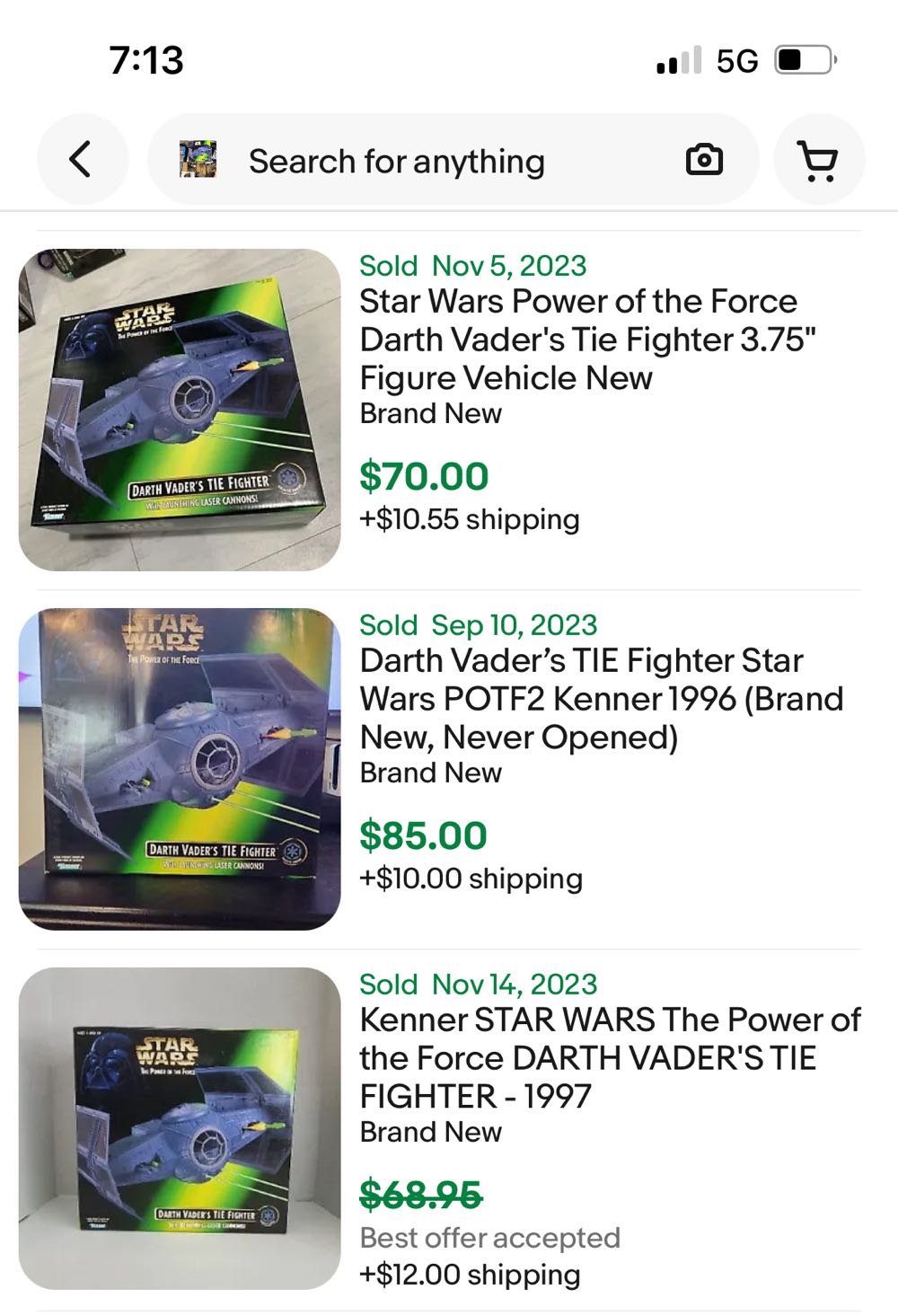 Darth Vader’s Tie Fighter w/ Launching Laser Cannons! - Hasbo / Kenner (Star Wars) action figure collectible [Barcode 076281696621] - Main Image 4