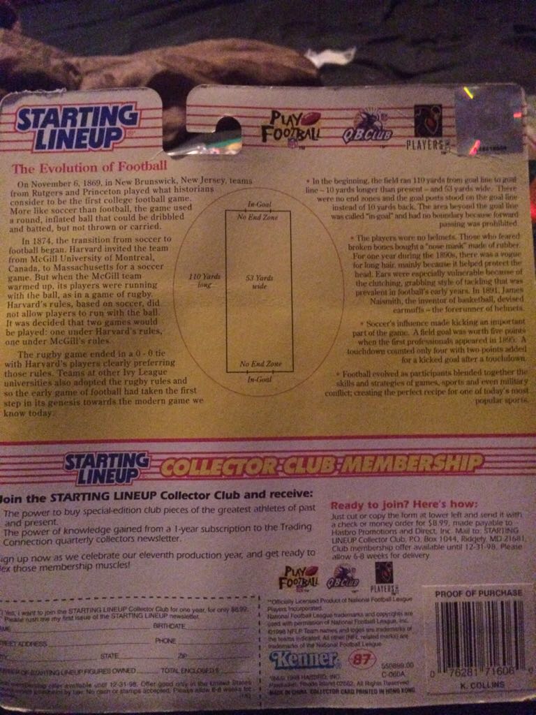 Starting Lineup Kerry Collins Carolina Panthers - Kenner (Starting Lineup Football) action figure collectible [Barcode 076281716060] - Main Image 2