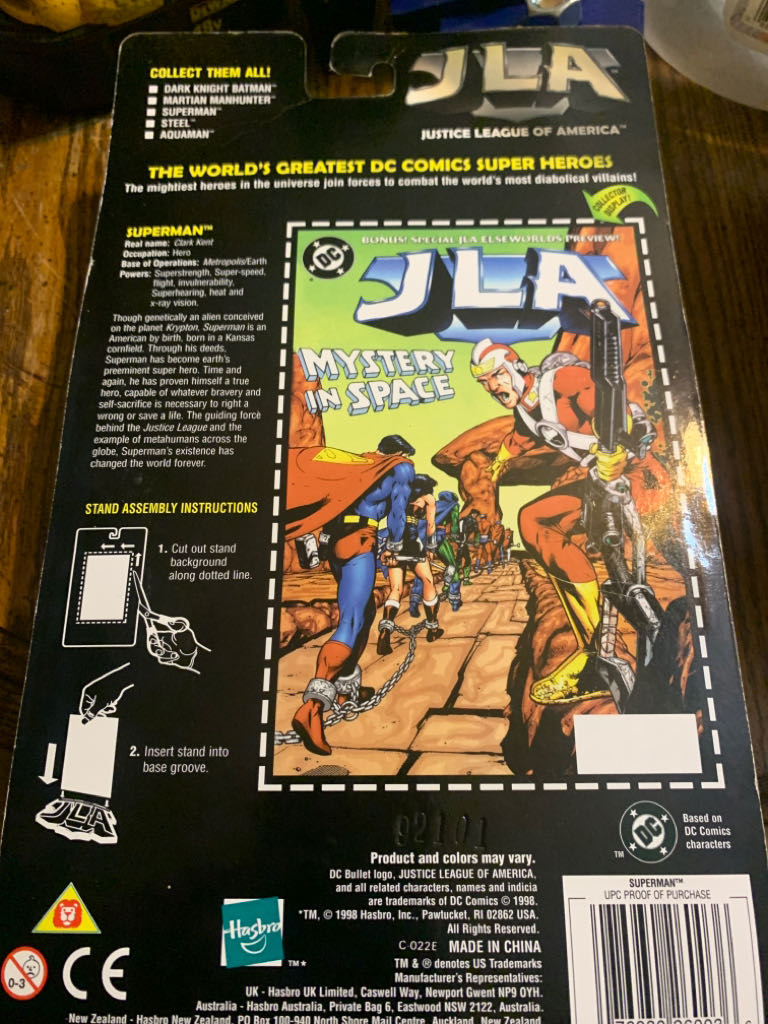 JLA Justice League of America Superman Figure Hasbro DC Comics 1998 - Hasbro action figure collectible [Barcode 076930260036] - Main Image 2