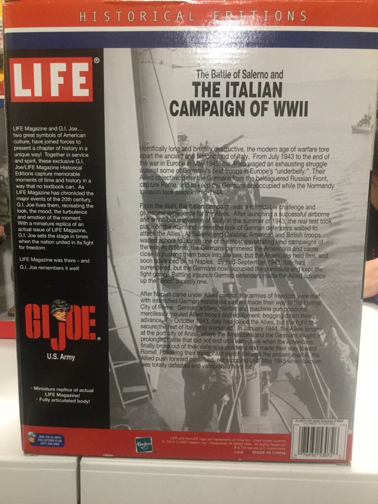 G.I.JOE 12 INCH HISTORICAL EDITIONS THE BATTLE OF SALERNO THE ITALIAN CAMPAIG... - Hasbro (LIFE Historical Editions) action figure collectible [Barcode 076930530726] - Main Image 2