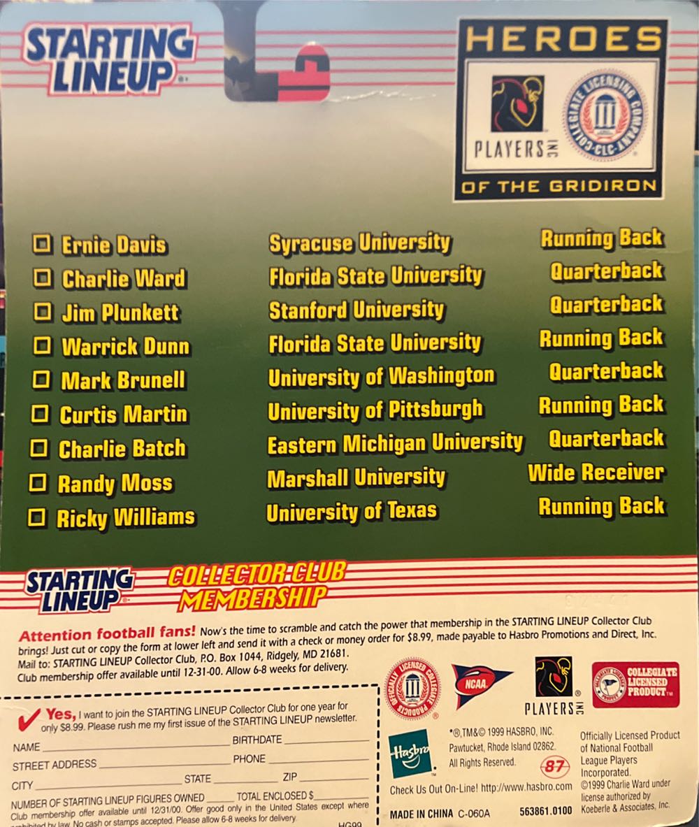 Starting Lineup Mark Brunell Washington Huskies - Hasbro action figure collectible [Barcode 076930724194] - Main Image 2