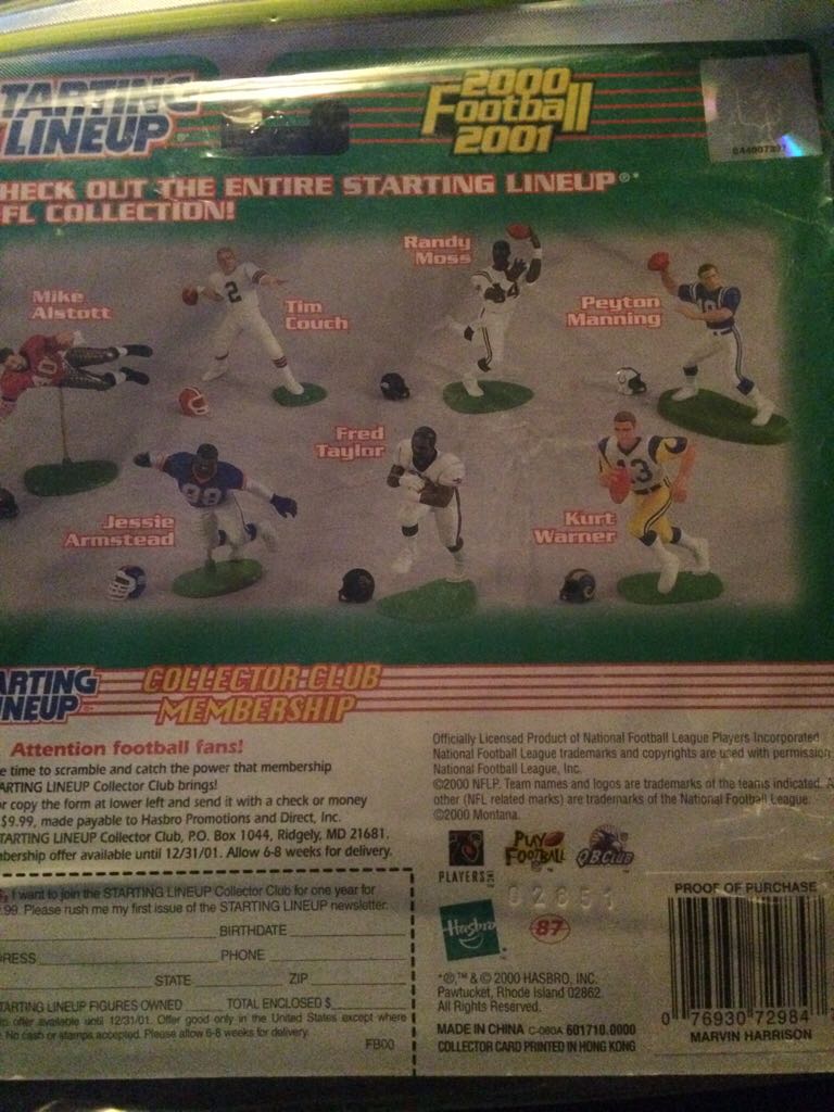 Marvin Harrison  - Kenner (Starting Lineup Football) action figure collectible [Barcode 076930729847] - Main Image 2