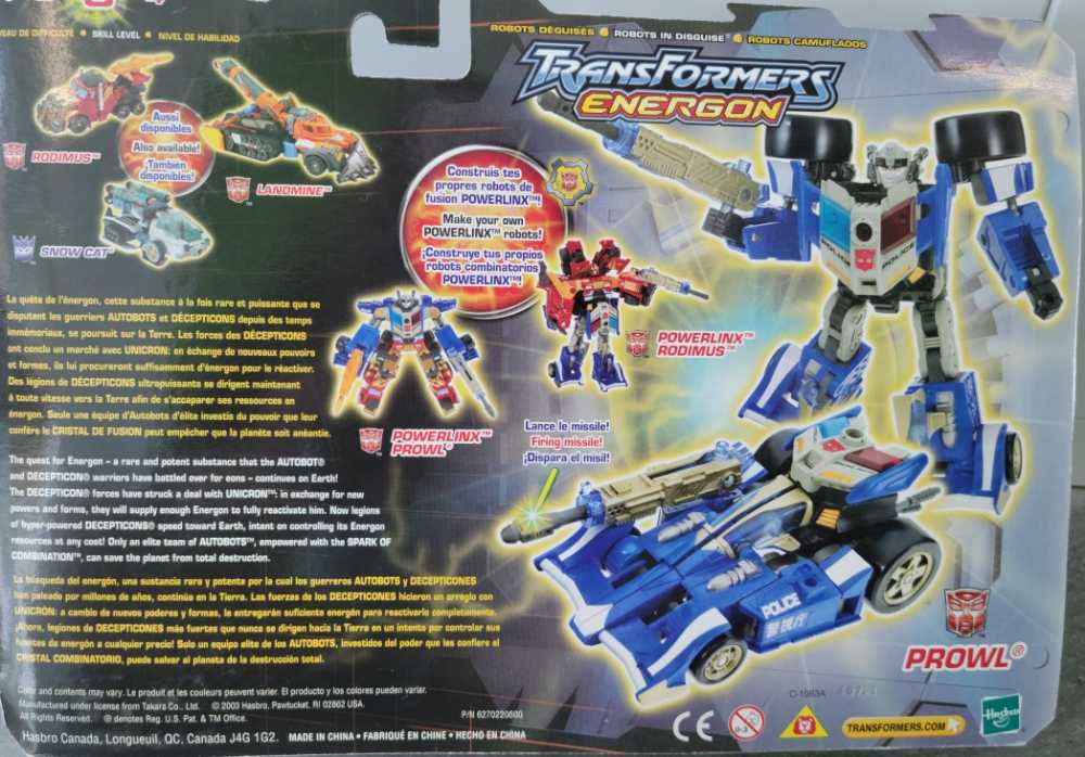 Prowl 1st Carded - Hasbro (Energon) action figure collectible [Barcode 076930802328] - Main Image 3