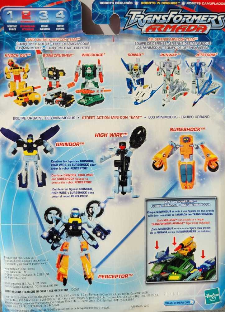Perceptor Street Action Team (Grindor, High Wire, Sureshock) - Hasbro (Transformers Armada) action figure collectible [Barcode 076930807118] - Main Image 3