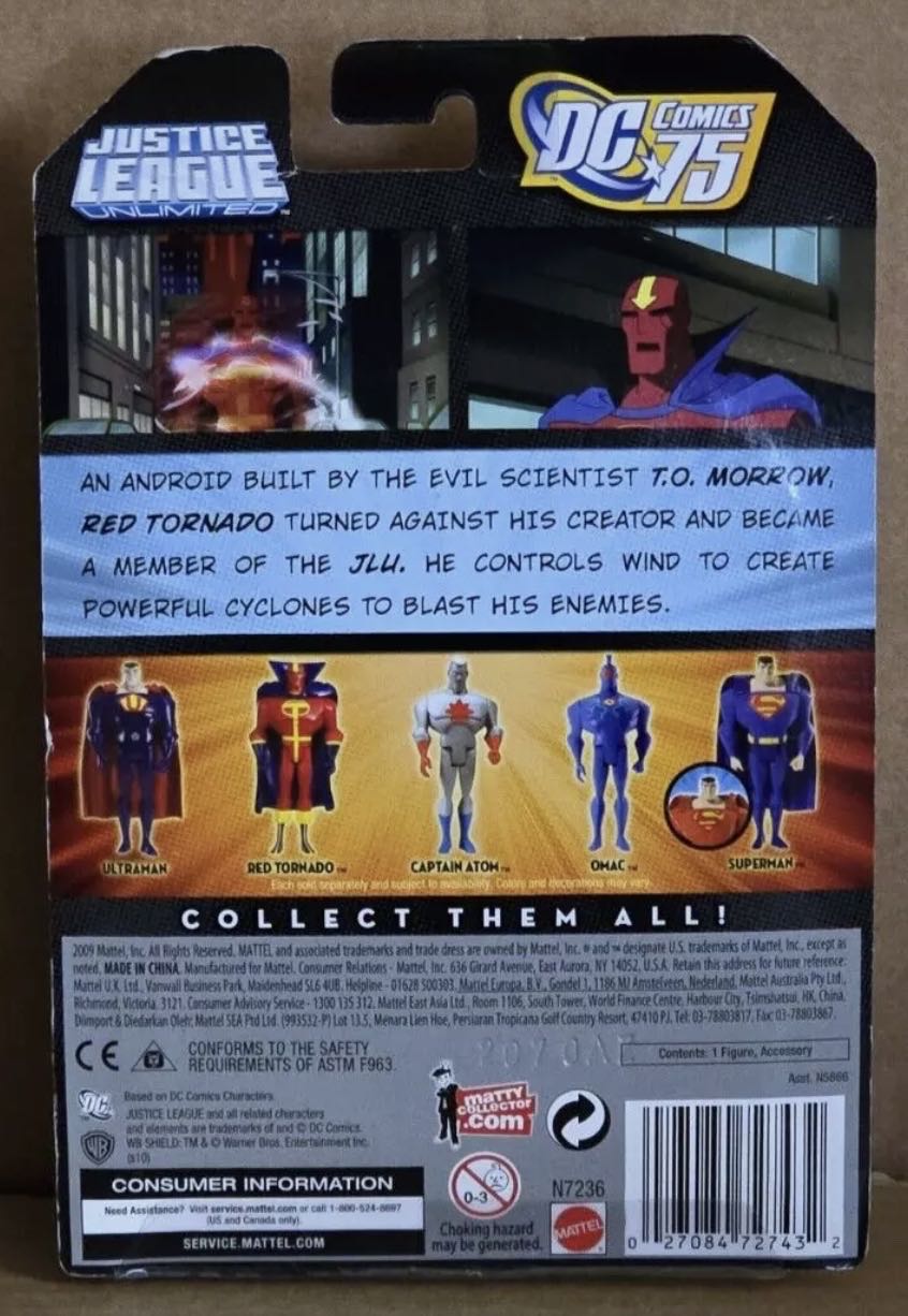 JLU Red Tornado - Mattel (Justice League Animated) action figure collectible [Barcode 027084727432] - Main Image 2