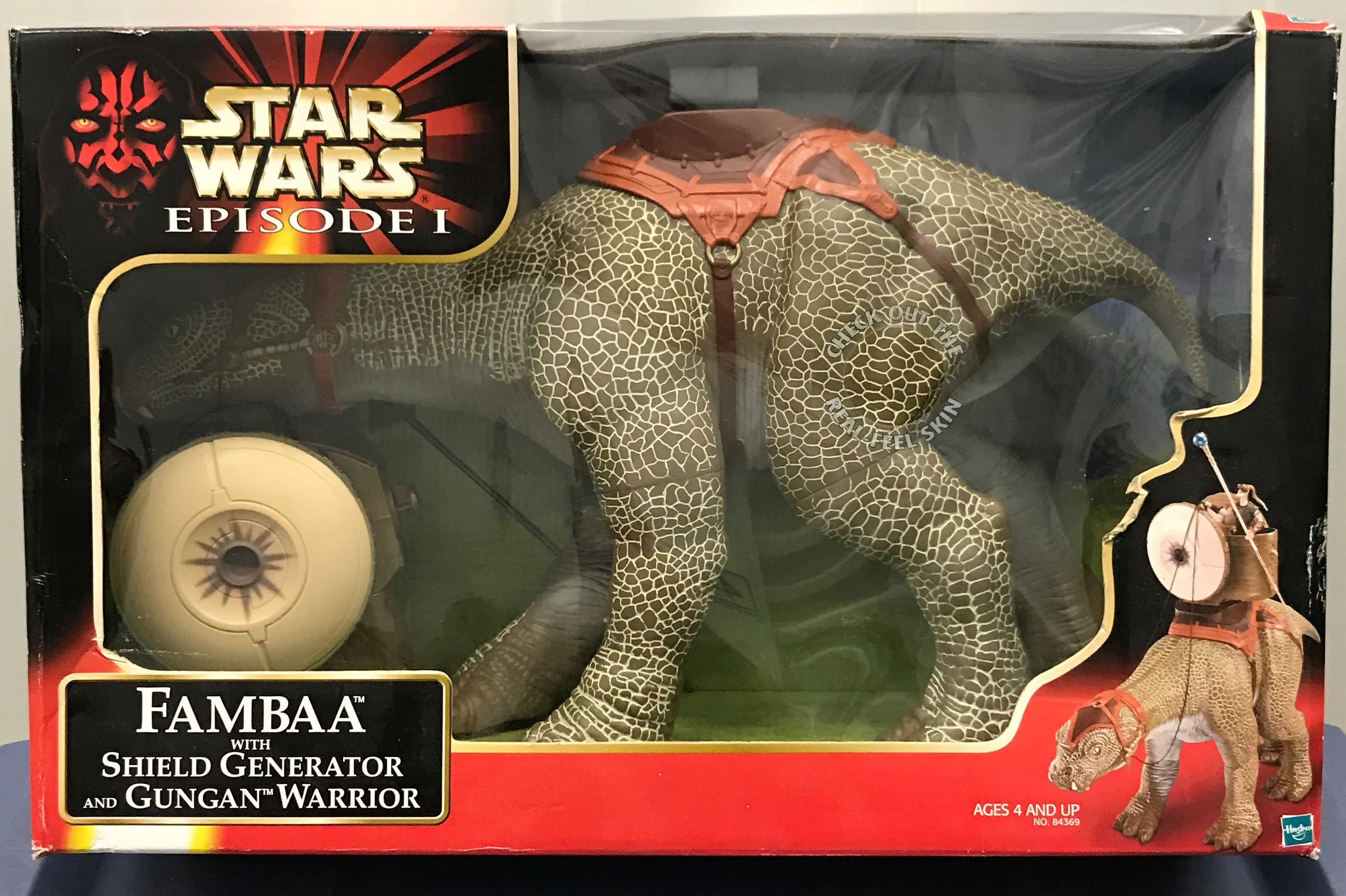 Creatures Fambaa w/ Shield Generator & Gungan Warrior - Hasbro (1999-2000 Episode I) action figure collectible [Barcode 076930843697] - Main Image 3