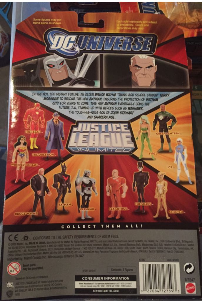 JLU 3-Pack Old Bruce Wayne Batman Beyond Warhawk - Mattel (Justice League Unlimited) action figure collectible [Barcode 027084727593] - Main Image 2