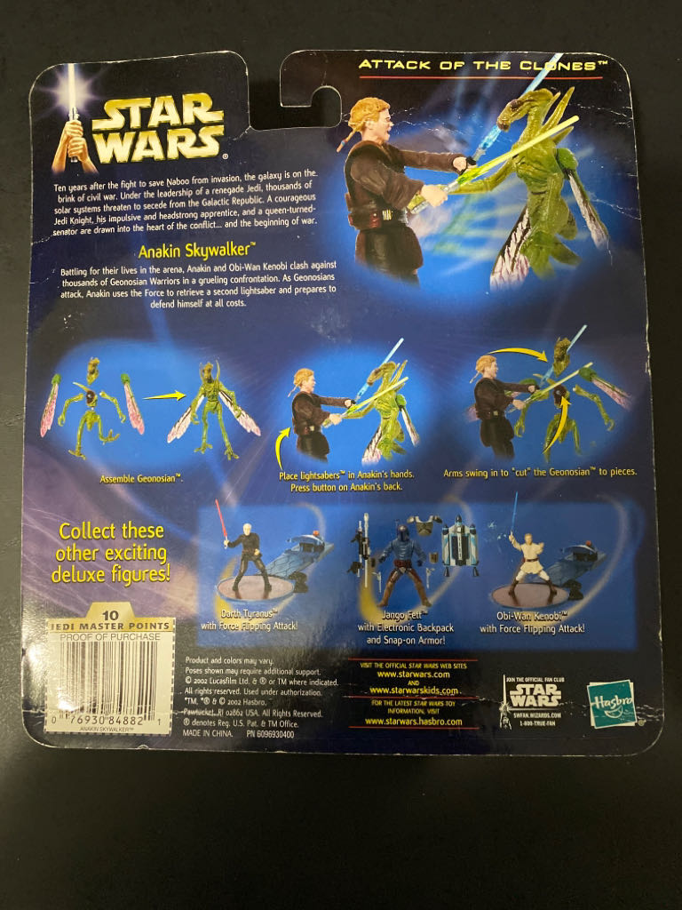 Anakin Skywalker With Lightsaber Slashing Action - Hasbro (Attack Of The Clones Card) action figure collectible [Barcode 076930848821] - Main Image 2