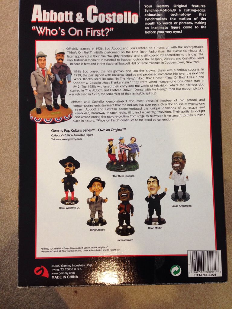 Abbott & Costello "Who’s On First?” - Gemmy action figure collectible [Barcode 086126398818] - Main Image 2