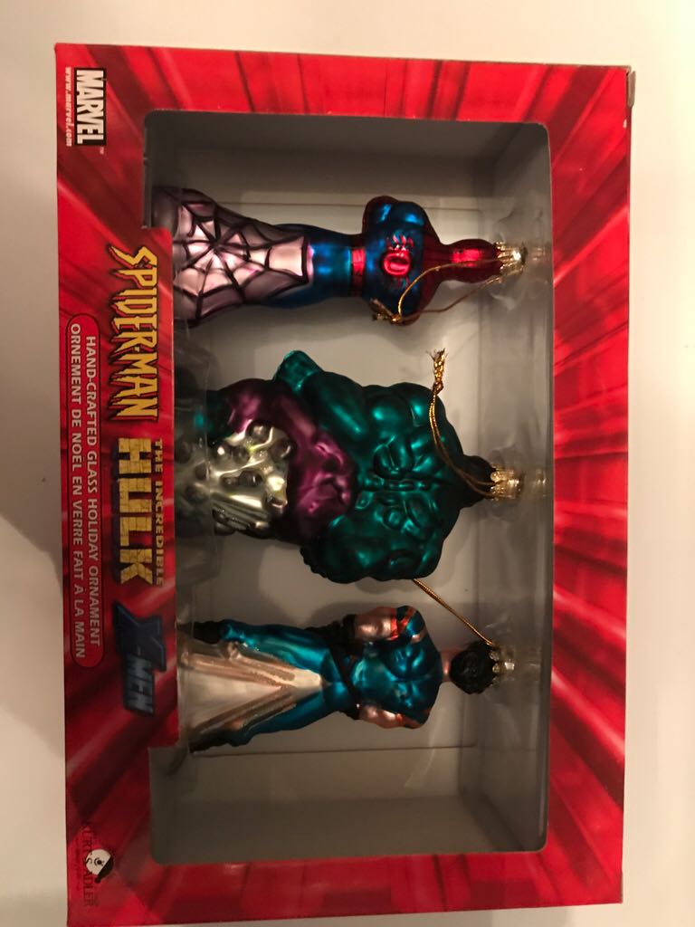 Spiderman Wolverine And Hulk Hand Crafter Glass Holiday Ornament  action figure collectible [Barcode 086131526701] - Main Image 2