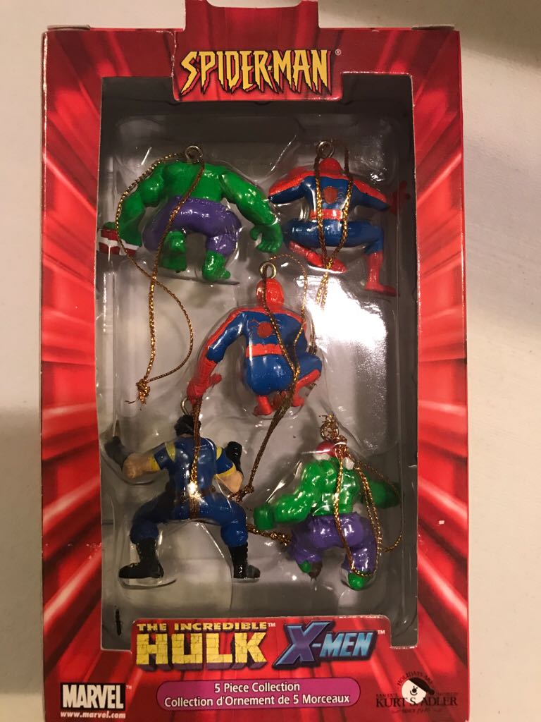 Spiderman, Hulk, X-men 5 Pack Christmas Ornaments 2003  action figure collectible [Barcode 086131528040] - Main Image 2
