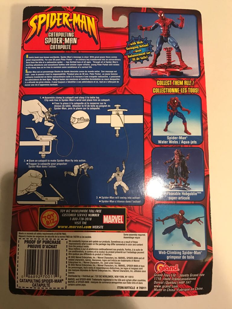 Spiderman - Catapulting Spiderman - Toybiz action figure collectible [Barcode 086892700112] - Main Image 2