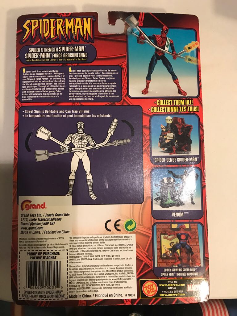 Spiderman - Super Strength Spiderman - Toybiz action figure collectible [Barcode 086892700310] - Main Image 2