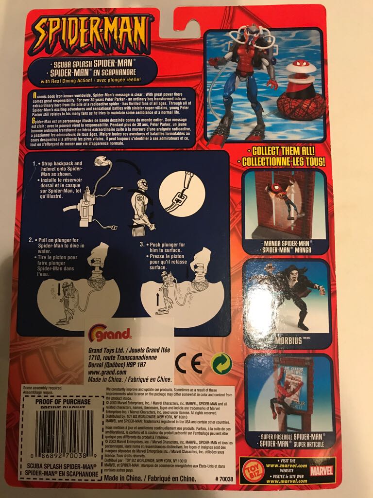 Spiderman - Scuba Splash Spiderman - Toybiz action figure collectible [Barcode 086892700389] - Main Image 2