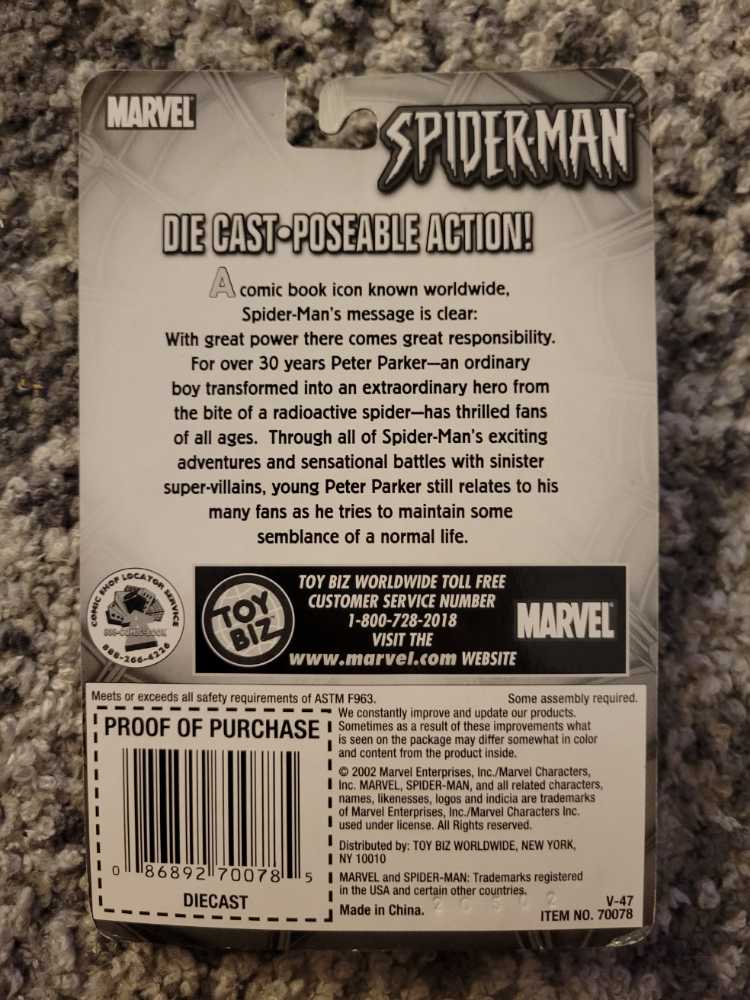 Poseable Spider-Man Diecast  action figure collectible [Barcode 086892700785] - Main Image 2