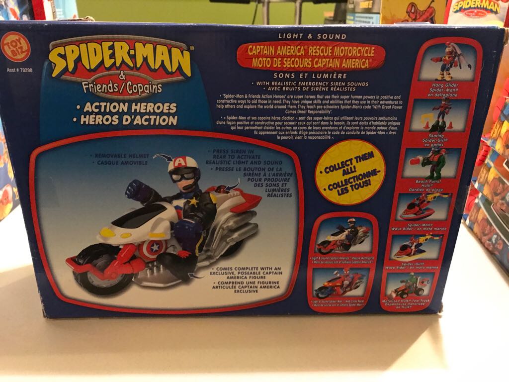 Spiderman And Friends - Captain America Rescue Motorcycle  action figure collectible [Barcode 086892701959] - Main Image 2