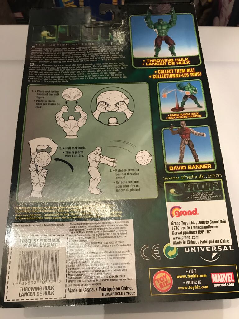 Hulk Movie - Throwing Hulk  action figure collectible [Barcode 086892705322] - Main Image 2