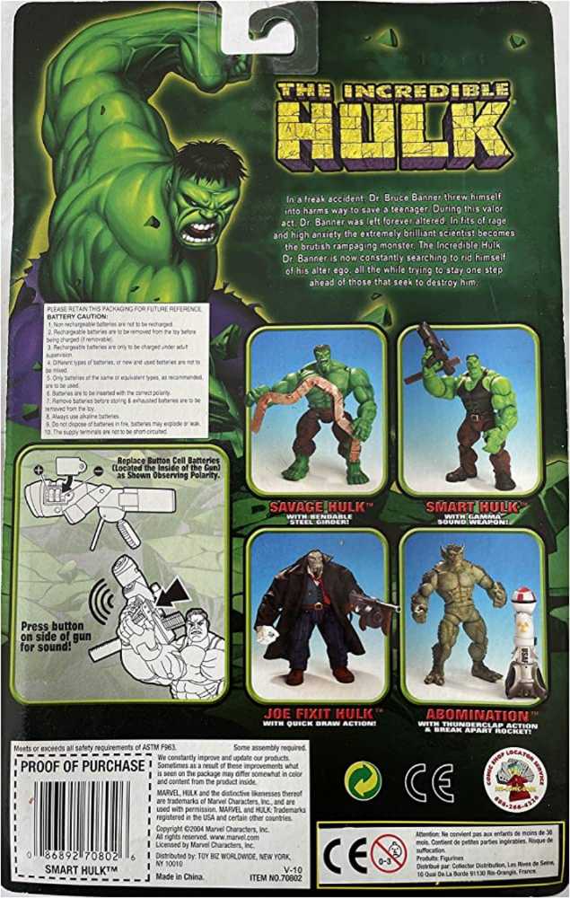 Toybiz Incredible Hulk Classics Smart Hulk Super Poseable RARE GEM! - Toy Biz (The Incredible Hulk) (Hulk) action figure collectible [Barcode 086892708026] - Main Image 2