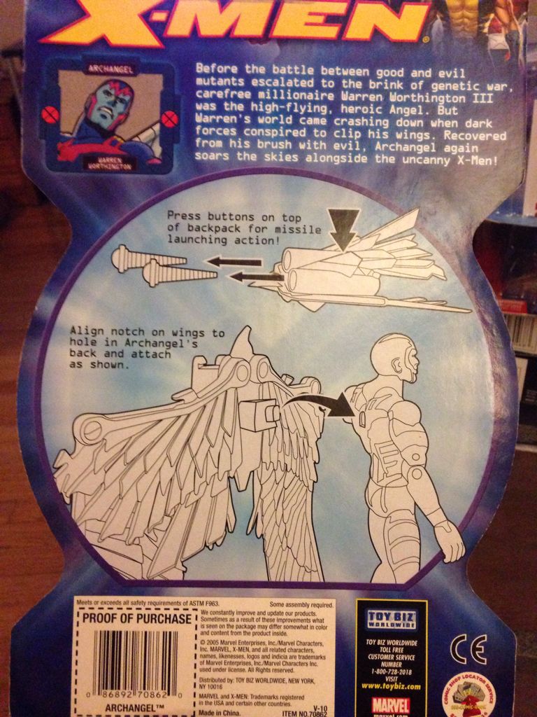 Archangel - Toy Biz / Marvel Comics (Marvel X-Men (The Uncanny X-Men)) action figure collectible [Barcode 086892708620] - Main Image 2