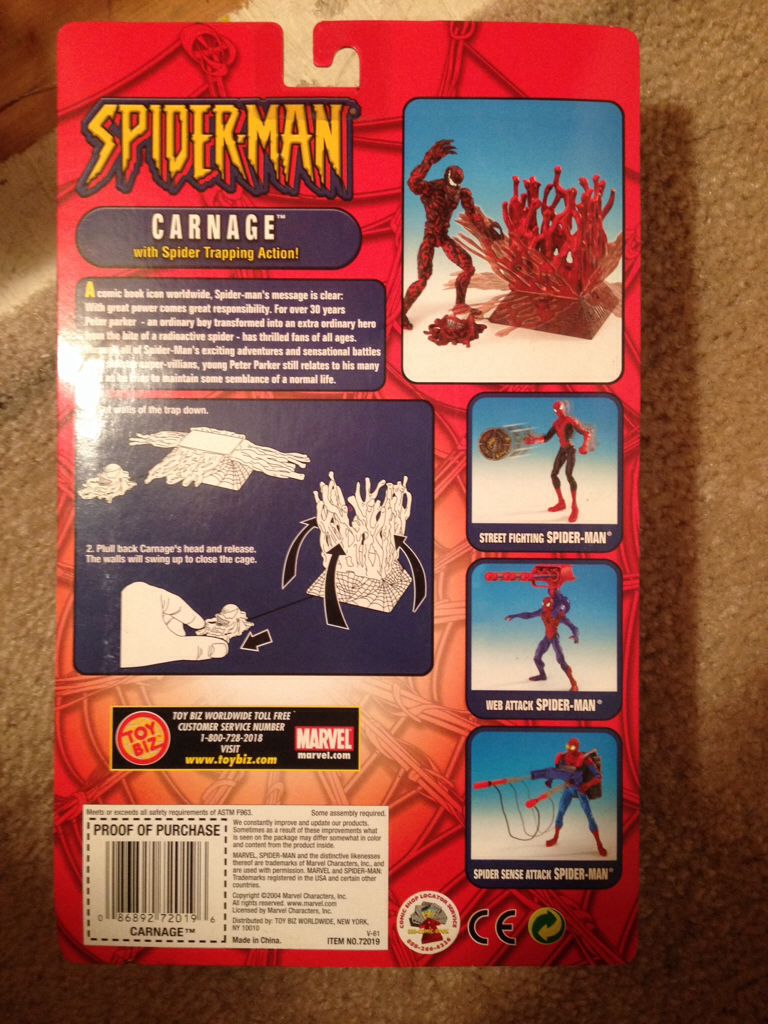 Spider-Man: Carnage (Spider-Trapping Action) - Toy Biz (Spider-Man) action figure collectible [Barcode 086892720196] - Main Image 2