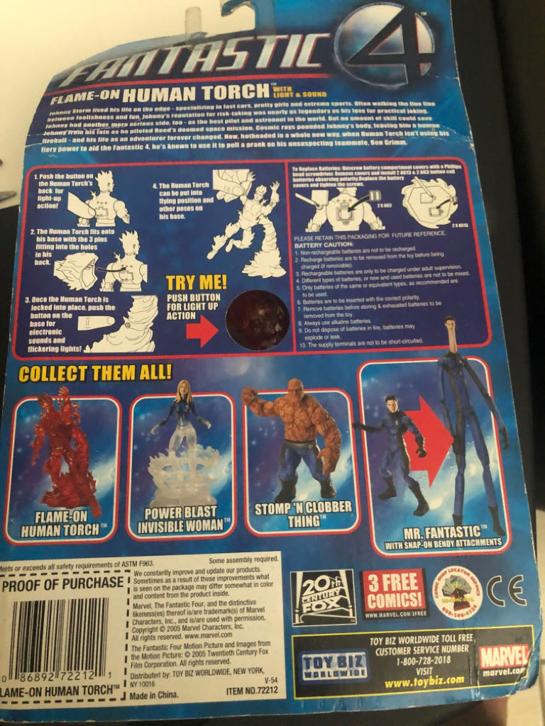 Toybiz Fantastic 4 Movie Flame-On Human Torch  - Toybiz Worldwide (MARVEL) action figure collectible [Barcode 086892722121] - Main Image 2
