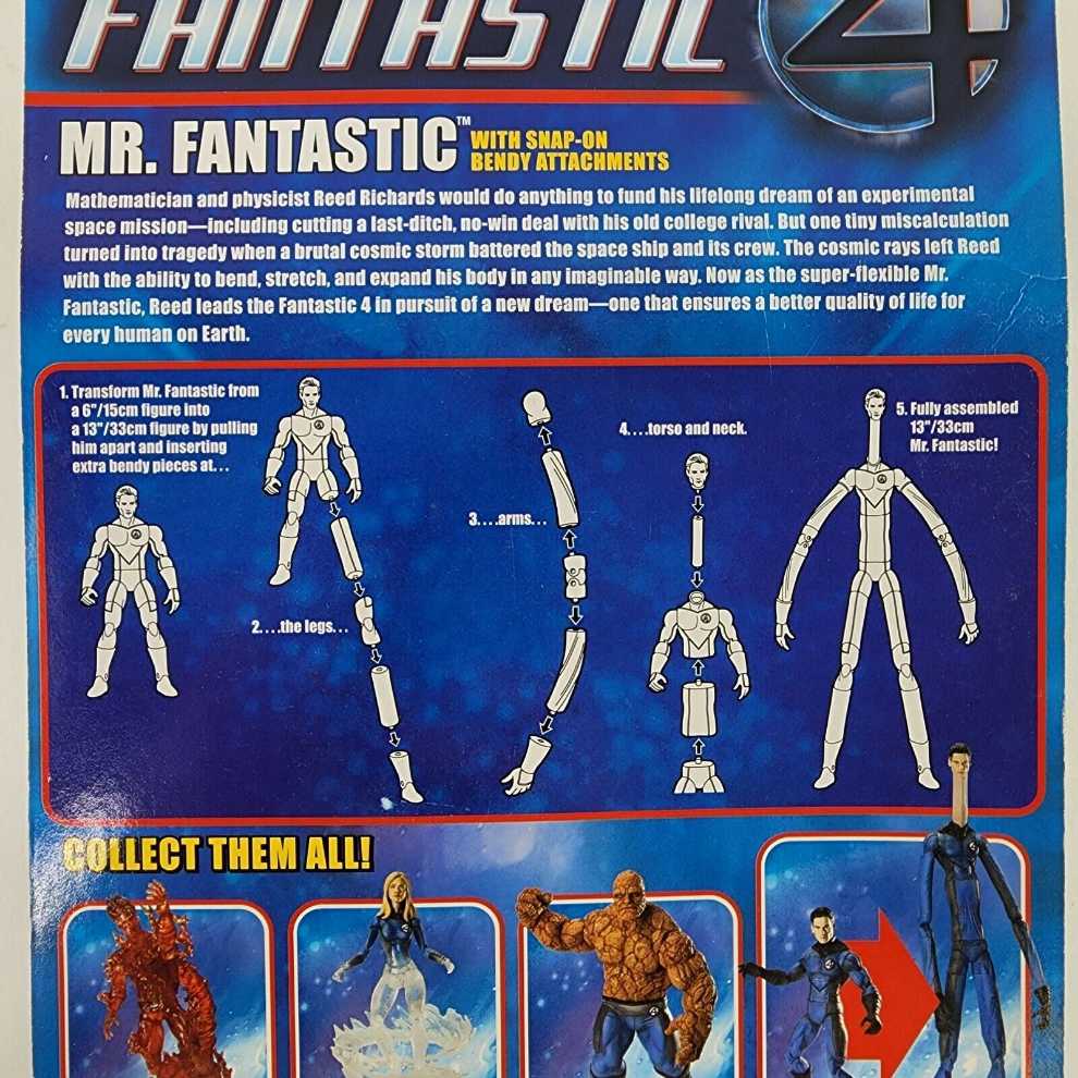 Toybiz Fantastic 4 Movie Mr. Fantastic with snap-on bendy attachments - Toy Biz (Fantastic Four Movie) (Fantastic Four Movie) action figure collectible [Barcode 086892722138] - Main Image 2