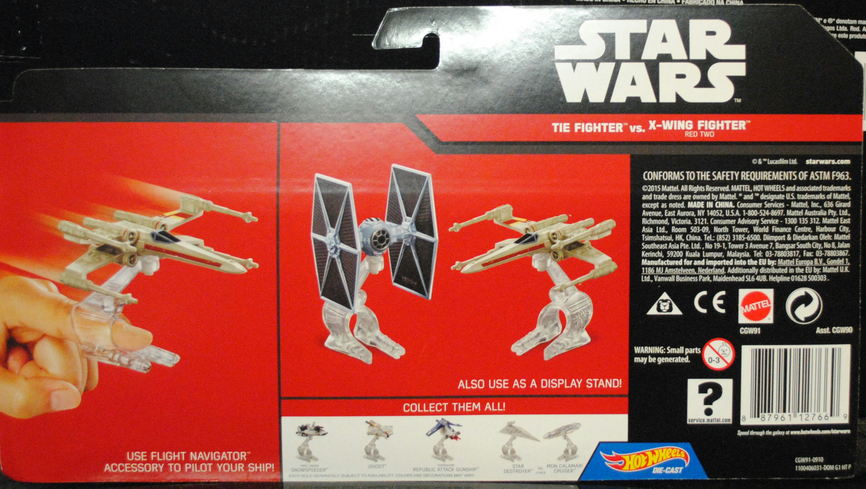 Hot Wheels Star Wars Vehicle Star Tie Fighter Vs. X-wing 2-pack TFA - Hot Wheels by Mattel (Star Wars Hot Wheels) action figure collectible [Barcode 0887961127669] - Main Image 2