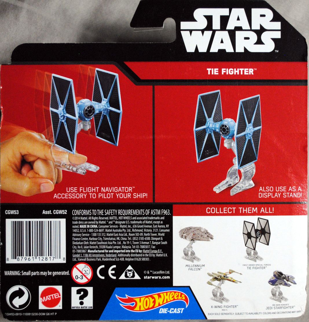 Hot Wheels Star Wars Tie Fighter TFA - Hot Wheels from Mattel (Star Wars Hot Wheels) action figure collectible [Barcode 0887961128178] - Main Image 2