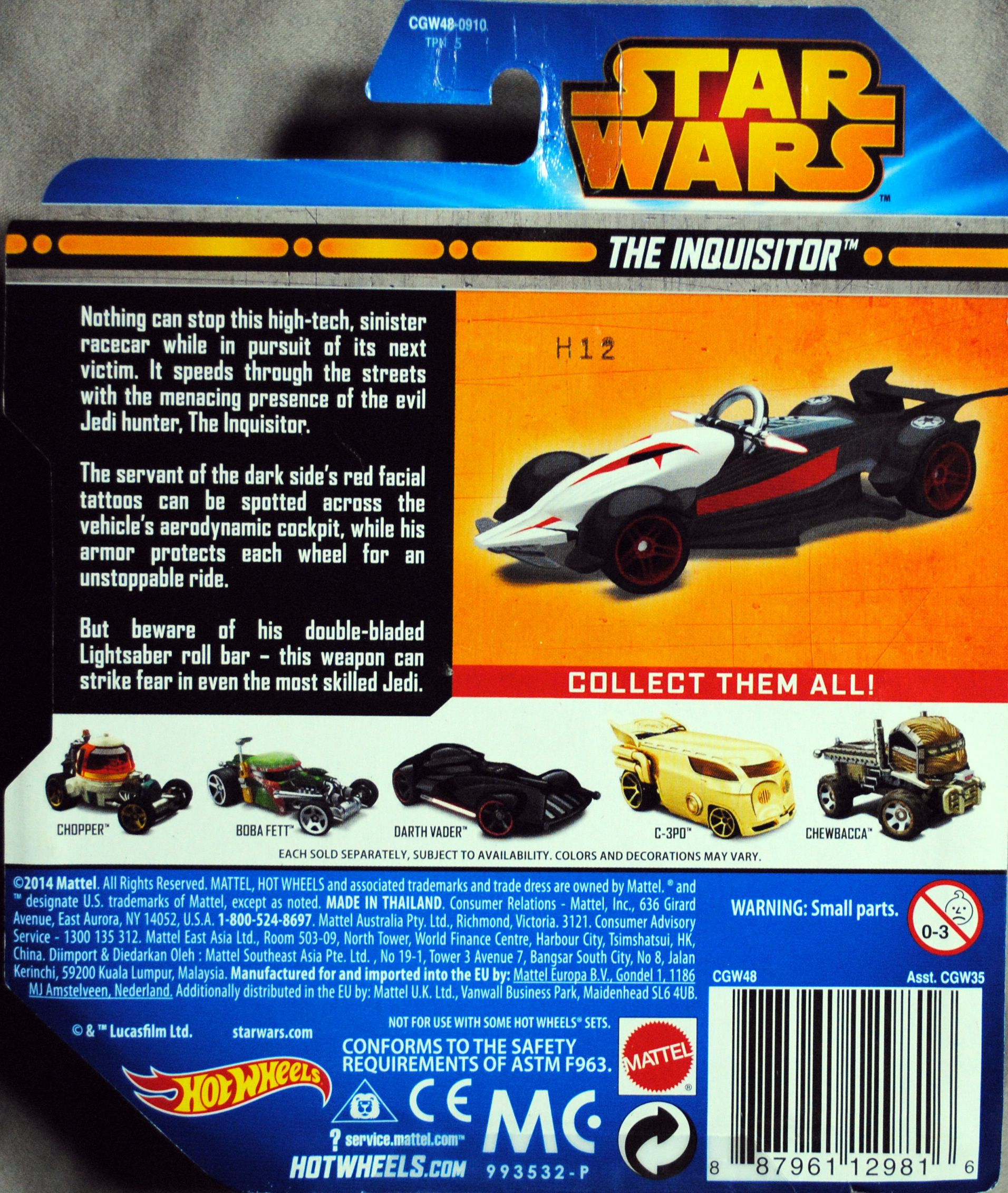 Hot Wheels Star Wars Character The Inquisitor Blue SWR - Hot Wheels from Mattel (Star Wars Hot Wheels) action figure collectible [Barcode 0887961129816] - Main Image 2