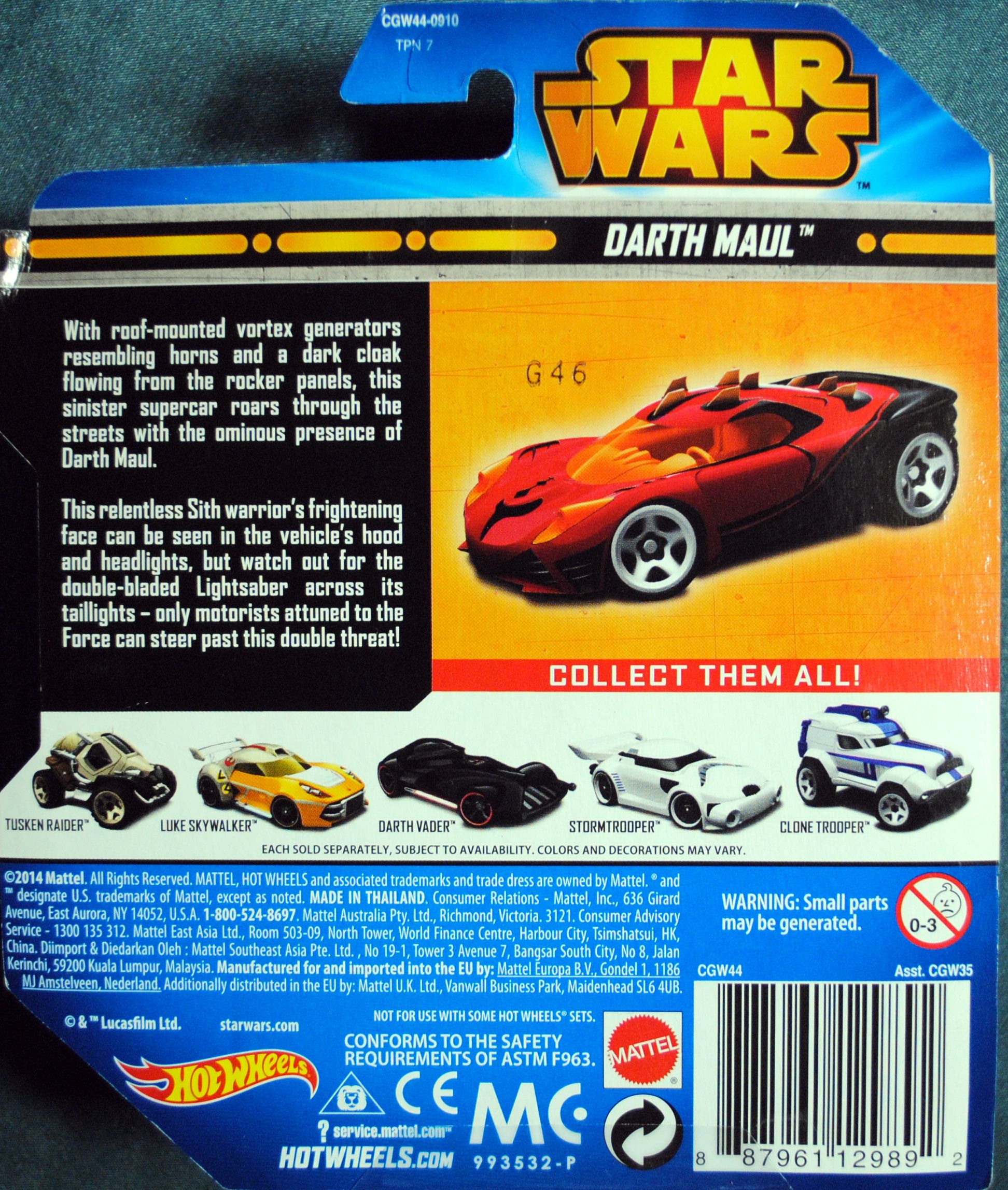 Hot Wheels Star Wars Character Darth Maul Blue TPM - Hot Wheels from Mattel (Star Wars Hot Wheels) action figure collectible [Barcode 0887961129892] - Main Image 2