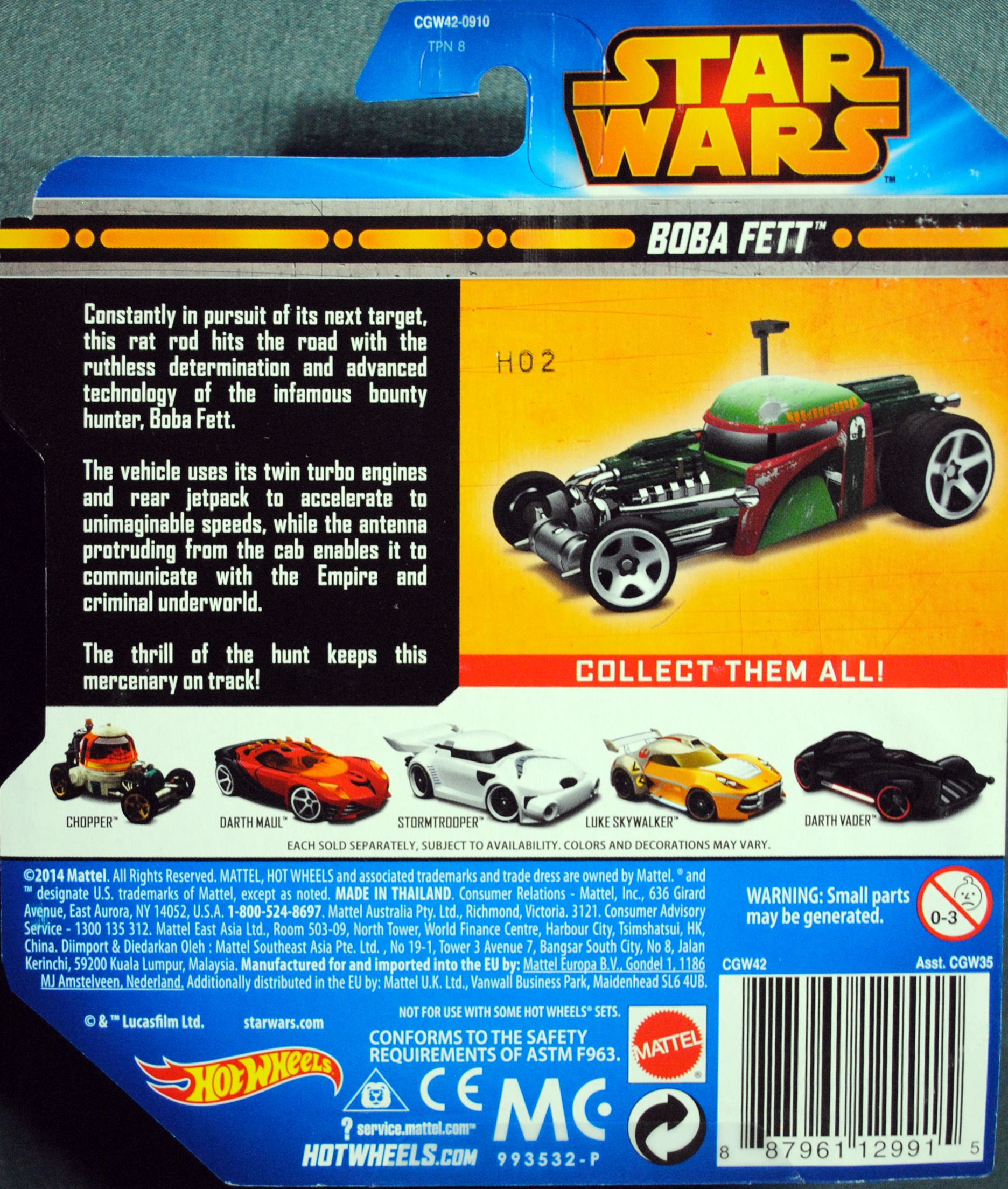 Hot Wheels Star Wars Character Boba Fett Blue ESB - Hot Wheels by Mattel (Star Wars Hot Wheels) action figure collectible [Barcode 0887961129915] - Main Image 2