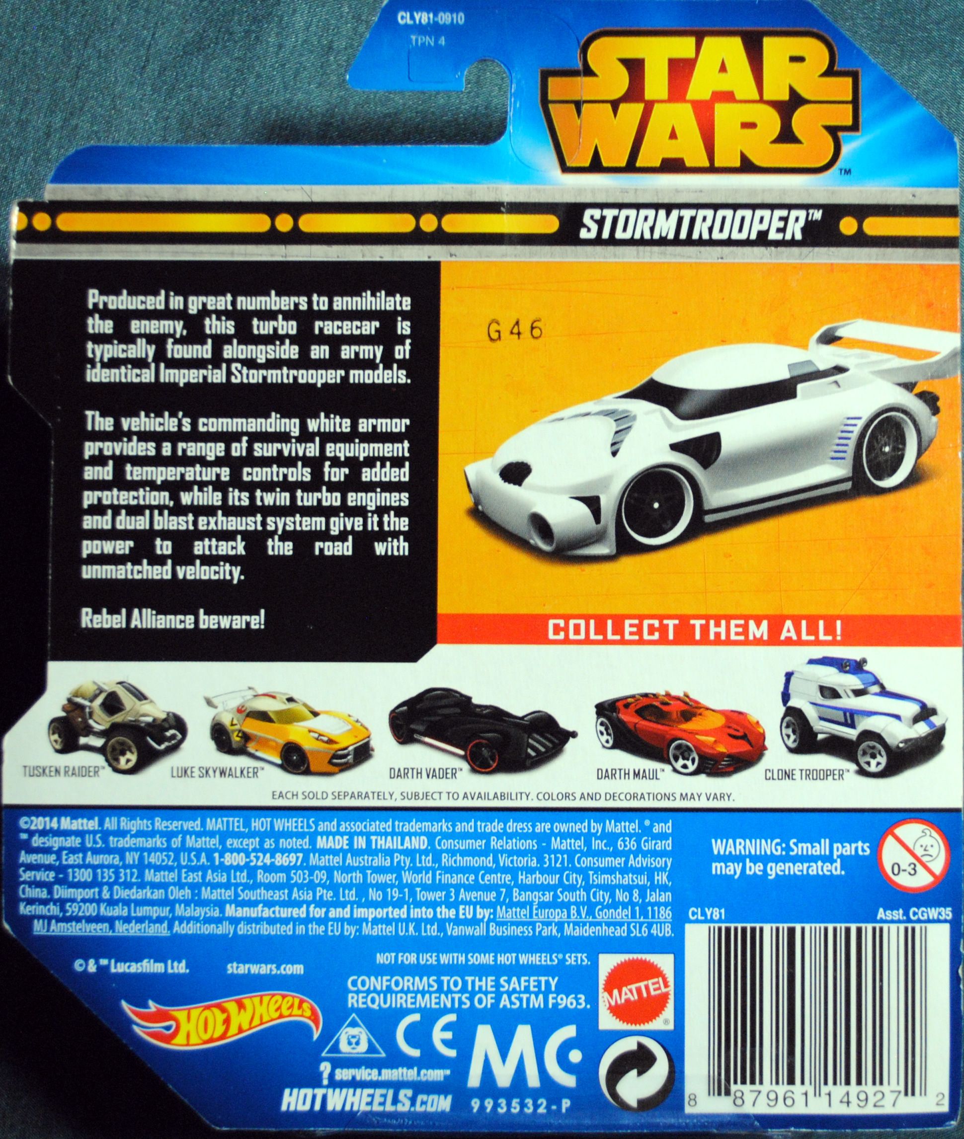 Hot Wheels Star Wars Character Stormtrooper Blue - Hot Wheels from Mattel (Star Wars Hot Wheels) action figure collectible [Barcode 0887961149272] - Main Image 2