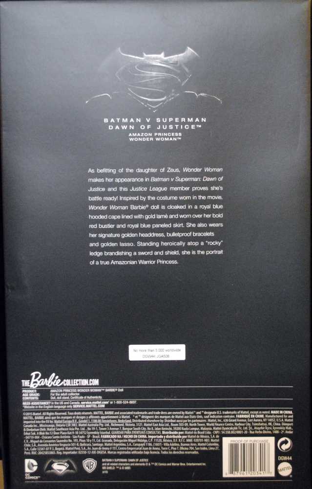 Wonder Woman Barbie Collectors Edtion Amazon Princess SDCC 2016 Exclusive Doll - DC Mattel (The Wonder Woman Movie) action figure collectible [Barcode 0887961203417] - Main Image 4