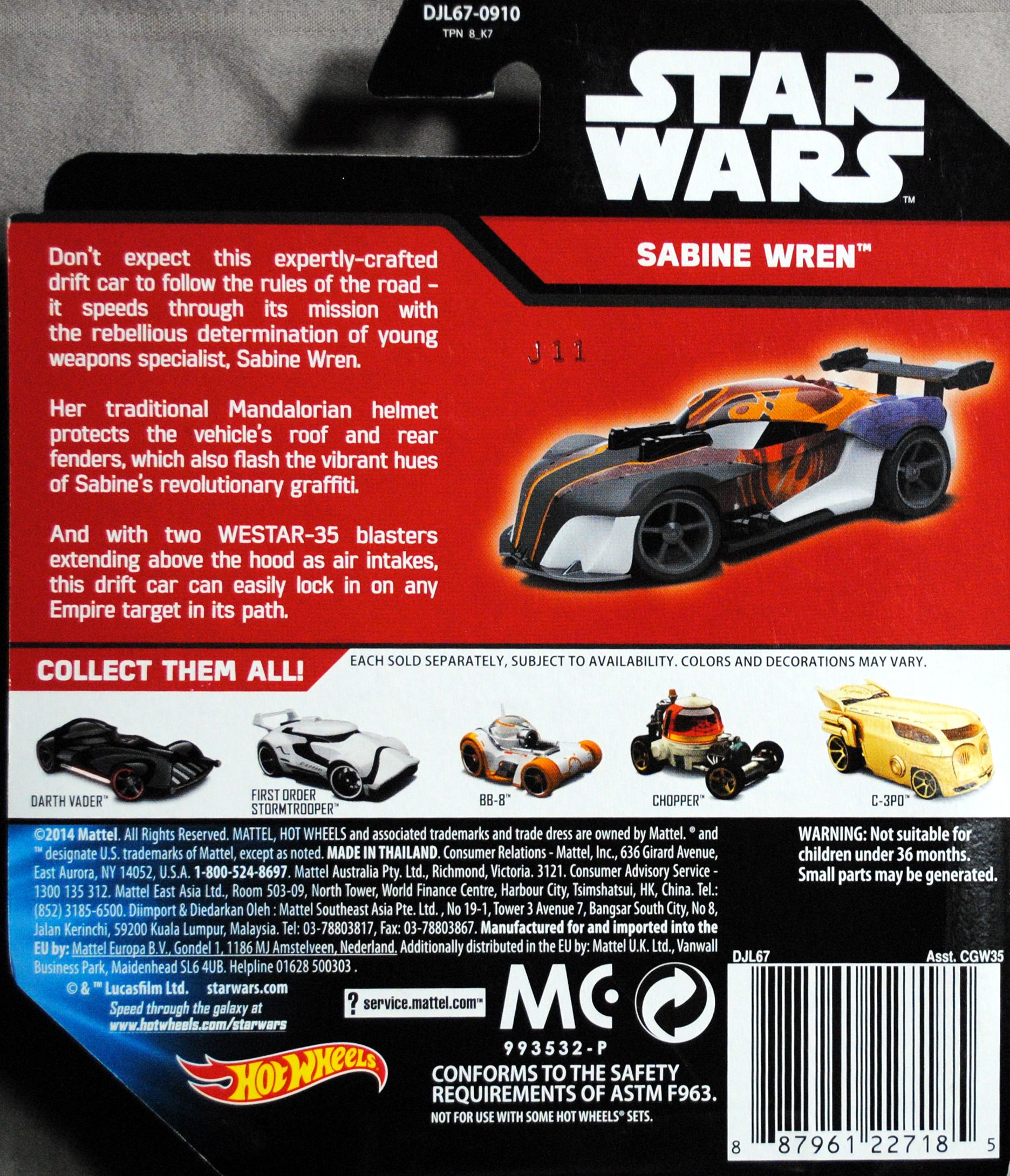 Hot Wheels Star Wars Character Sabine Wren TFA SWR - Hot Wheels from Mattel (Star Wars Hot Wheels) action figure collectible [Barcode 0887961227185] - Main Image 2