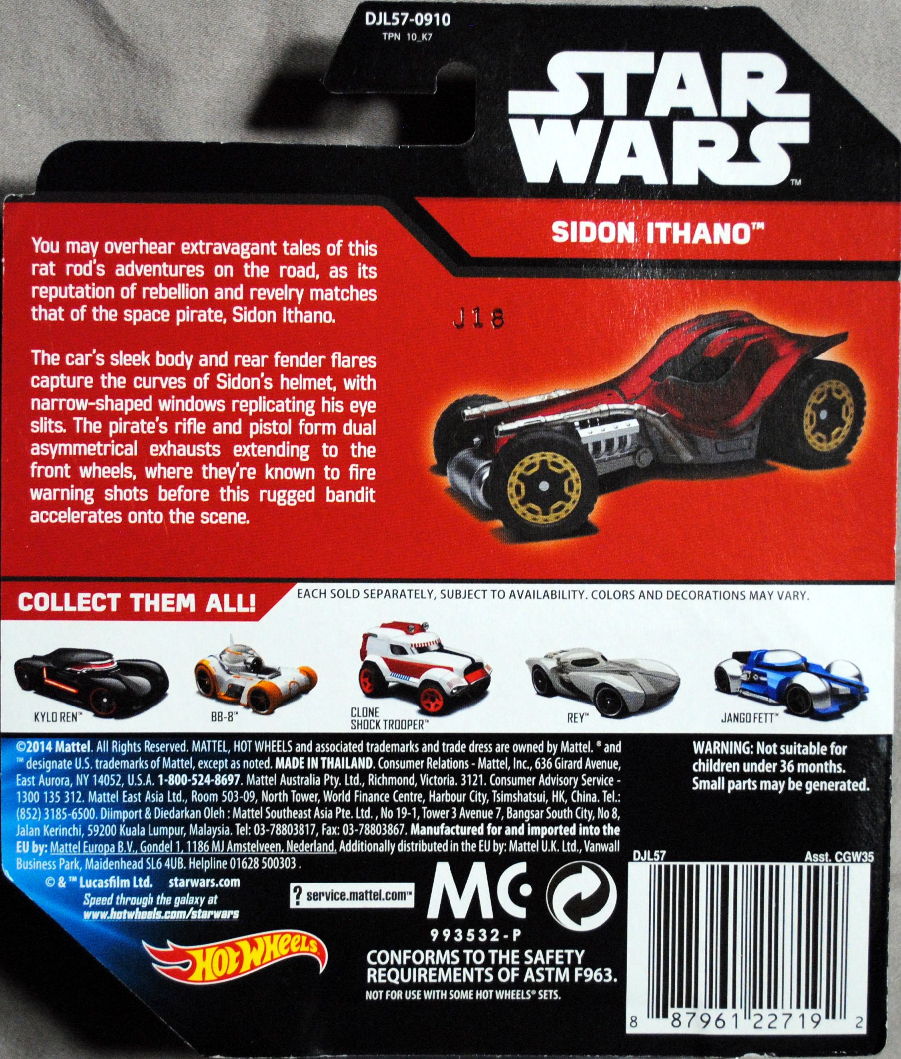Hot Wheels Star Wars Character Sidon Ithano TFA - Hot Wheels from Mattel (Star Wars Hot Wheels) action figure collectible [Barcode 0887961227192] - Main Image 2