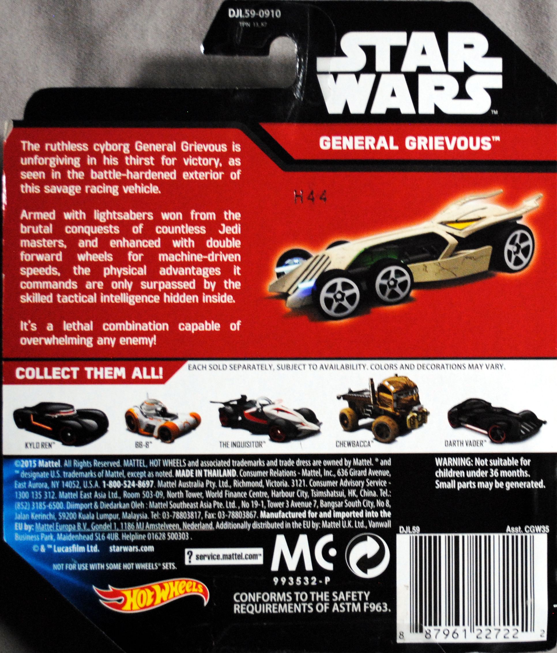 Hot Wheels Star Wars Character General Grievous TFA - Hot Wheels from Mattel (Star Wars Hot Wheels) action figure collectible [Barcode 0887961227222] - Main Image 2