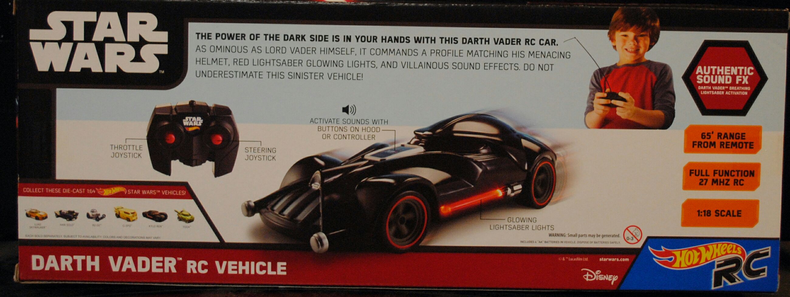 Hot Wheels Star Wars Character Darth Vader Remote Control Car TFA - Hot Wheels by Mattel (Star Wars Hot Wheels) action figure collectible [Barcode 0887961273267] - Main Image 2