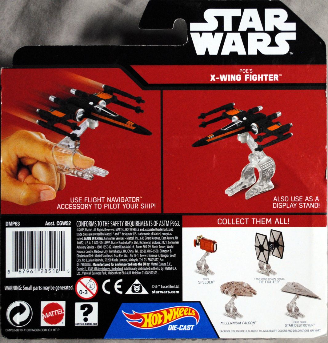 Hot Wheel Star Wars Vehicle Poe’s X Wing Fighter Closed TFA - Hot Wheels from Mattel (Star Wars Hot Wheels) action figure collectible [Barcode 0887961285185] - Main Image 2
