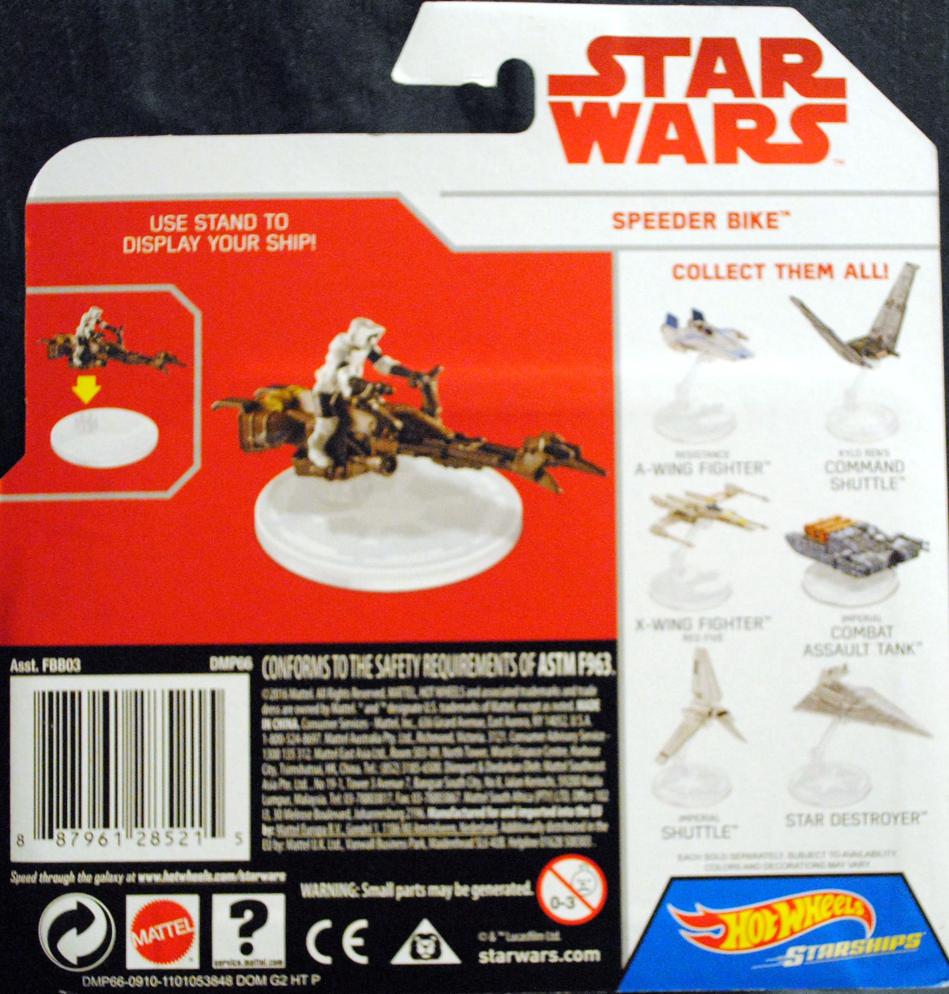 Hot Wheels Star Wars Vehicle Speeder Bike Empire - Hot Wheels by Mattel (Star Wars Hot Wheels Cars) action figure collectible [Barcode 0887961285215] - Main Image 2