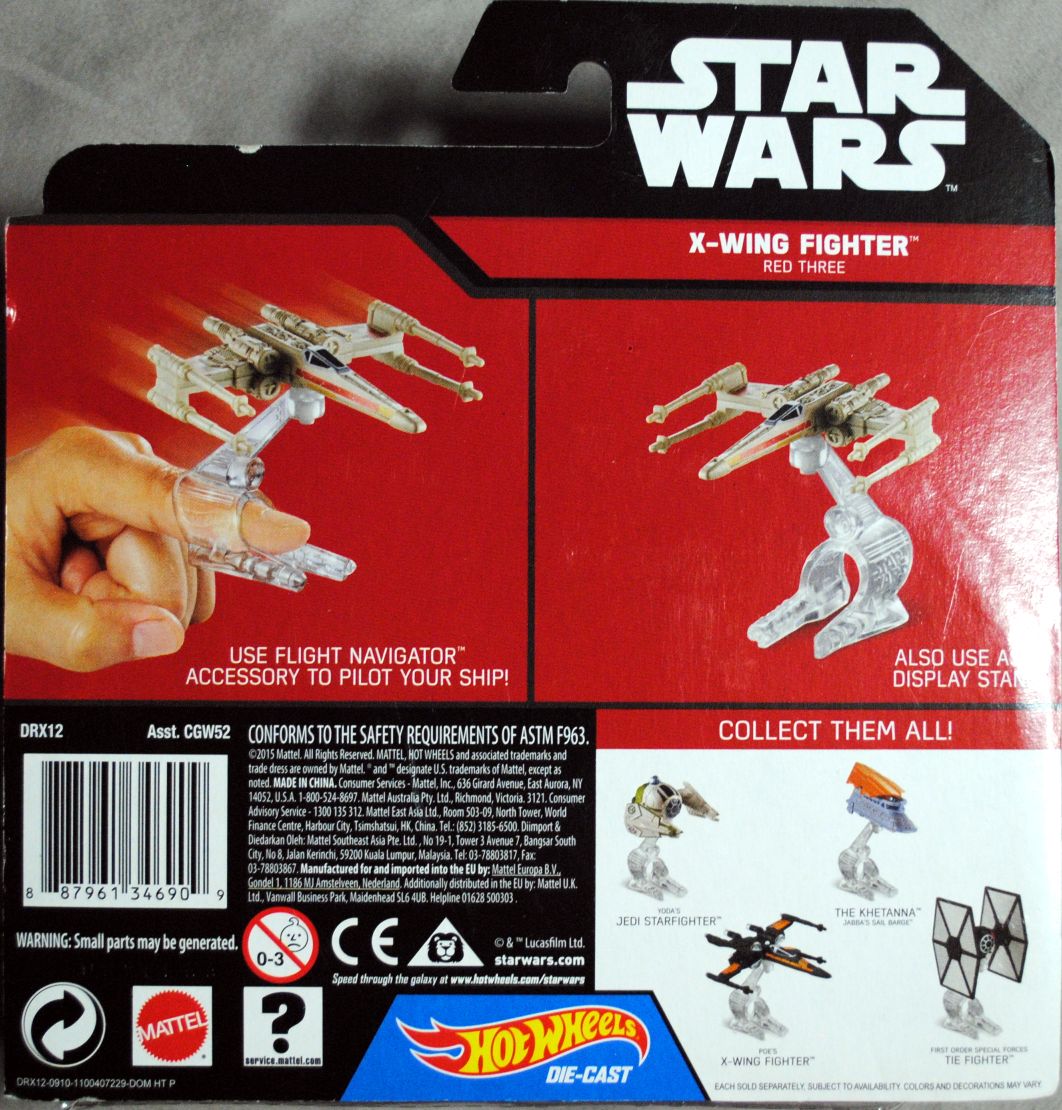 Hot Wheels Star Wars Vehicle X-Wing Fighter Red Three TFA - Hot Wheels from Mattel (Star Wars Hot Wheels) action figure collectible [Barcode 0887961346909] - Main Image 2