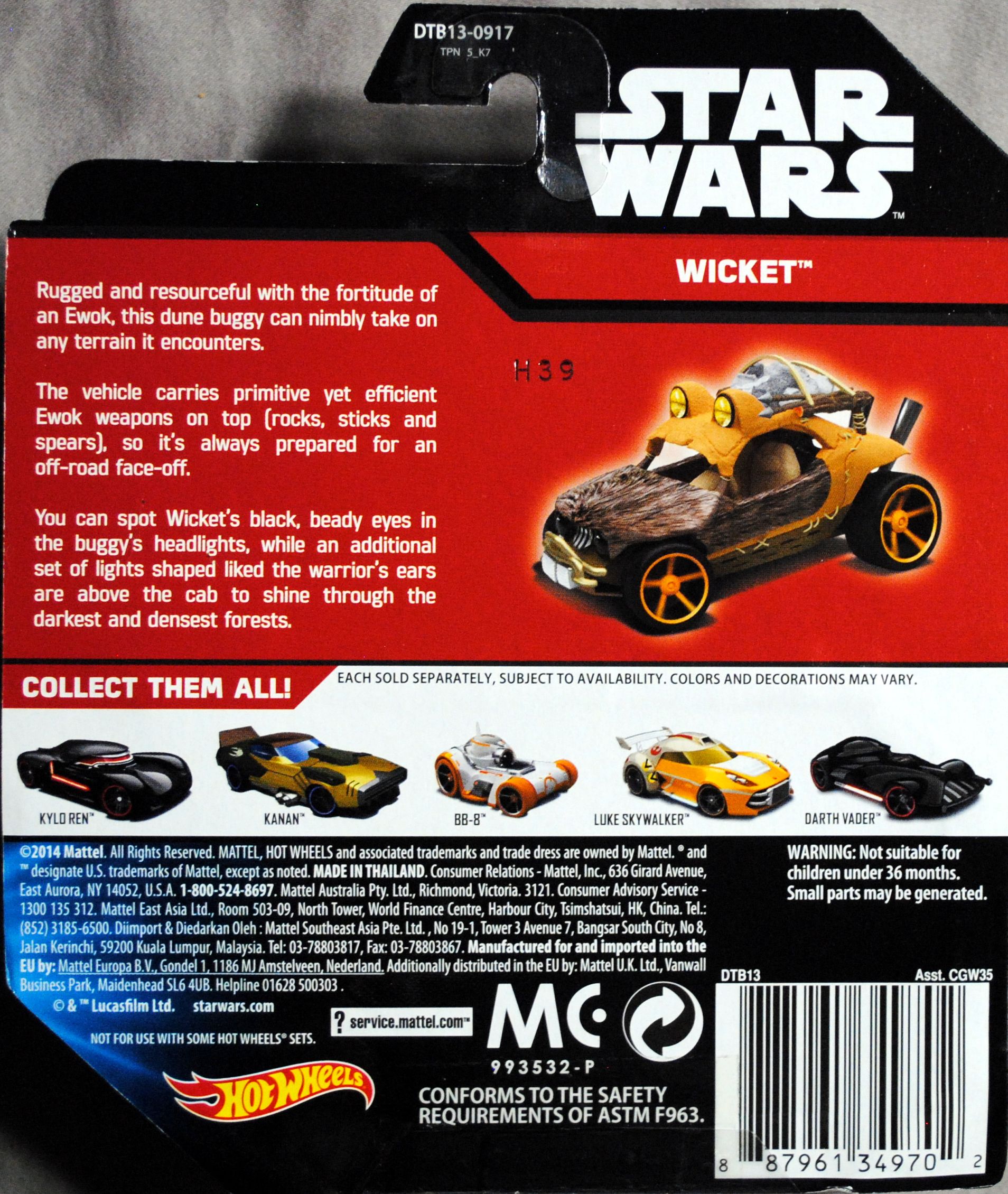 Hot Wheels Star Wars Character Wicket TFA - Hot Wheels from Mattel (Star Wars Hot Wheels Cars) action figure collectible [Barcode 0887961349702] - Main Image 2