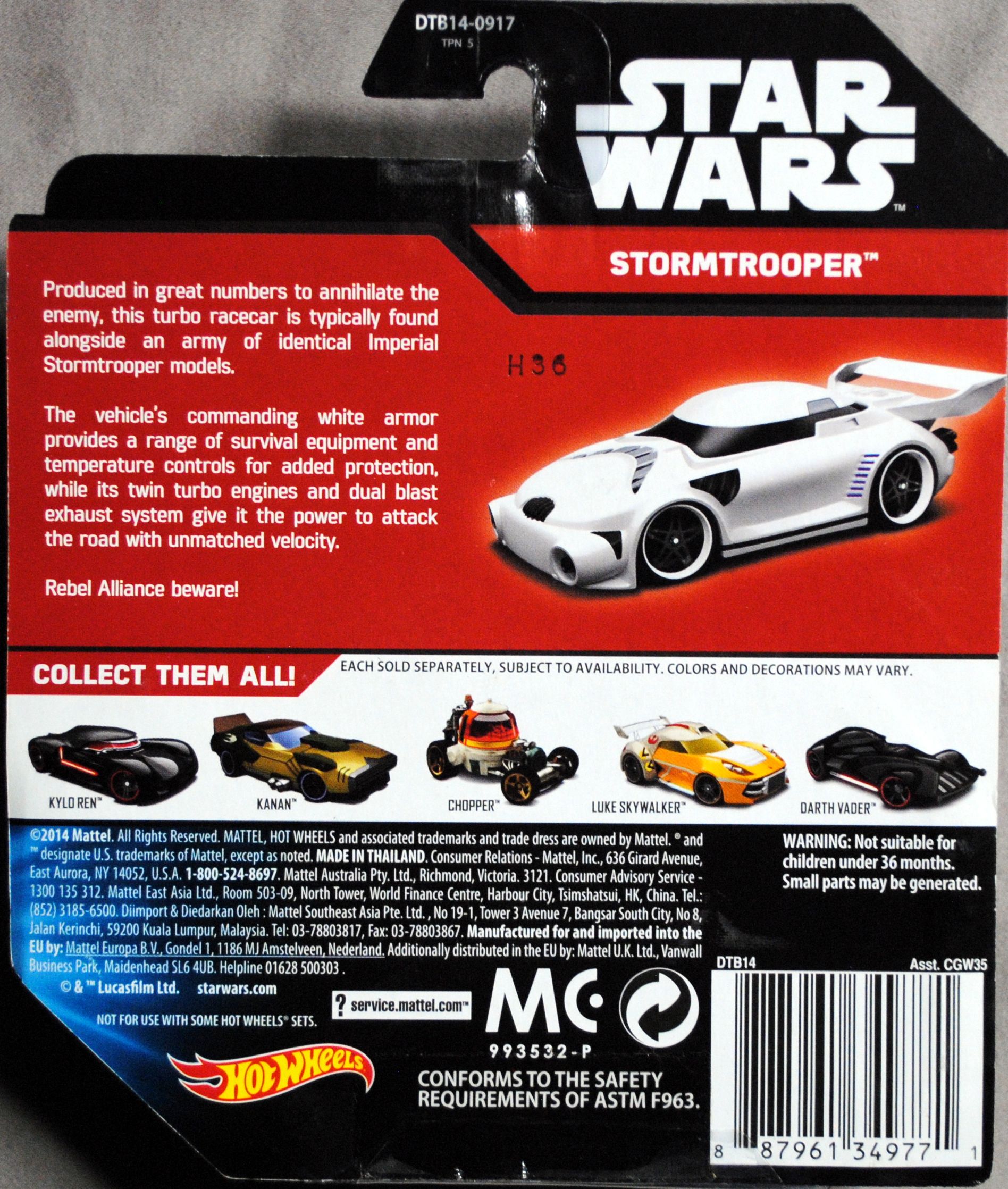 Hot Wheels Star Wars Character Stormtrer TFA - Hot Wheels from Mattel (Star Wars Hot Wheels) action figure collectible [Barcode 0887961349771] - Main Image 2