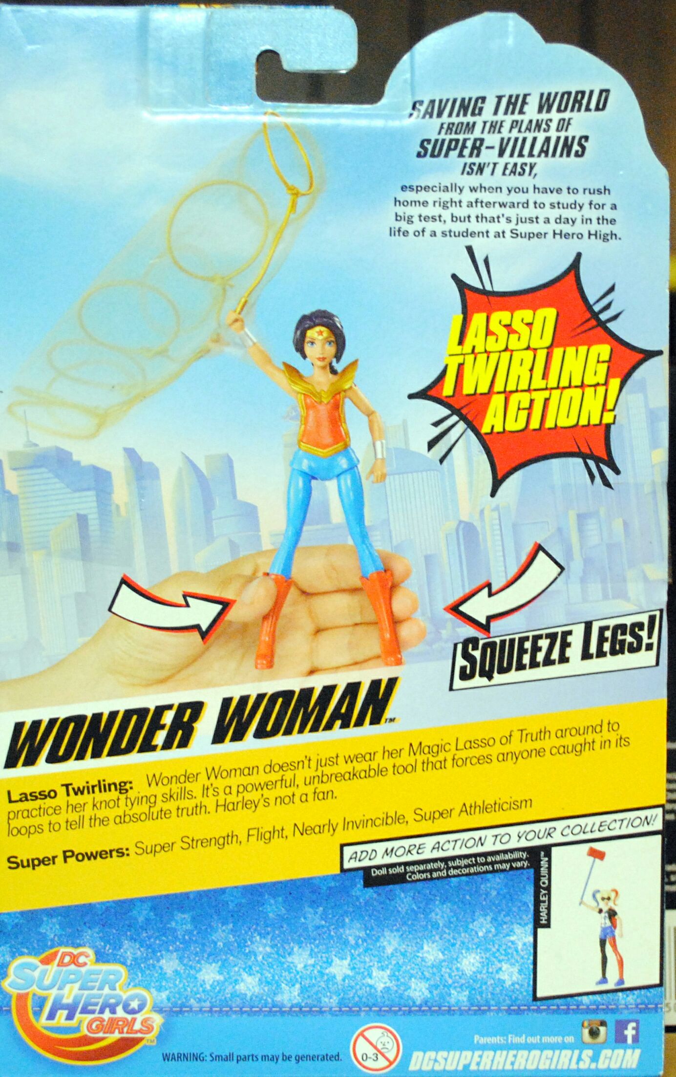 DC Super Hero Girls 4.5 inch Wonder Woman with Lasso Twirling Action Figure - DC Mattel (DC Super Hero Girls) action figure collectible [Barcode 0887961368727] - Main Image 2