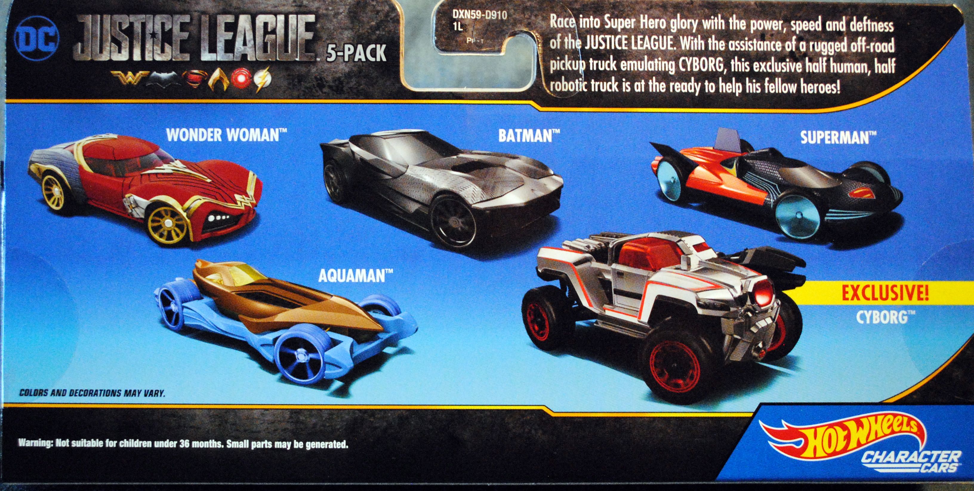 Hot Wheels DC Justice League Movie 5 pack - Hot Wheels by Mattel (Justice League Movie) action figure collectible [Barcode 0887961399103] - Main Image 2