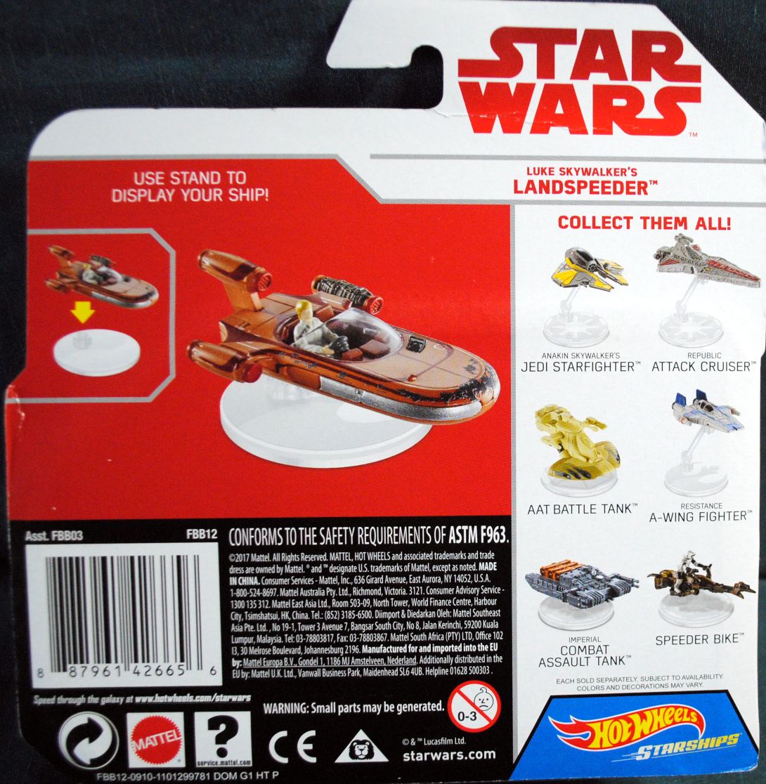 Hot Wheels Star Wars Vehicle Luke Skywalker’s Landspeeder Last Jedi - Hot Wheels by Mattel (Star Wars Hot Wheels) action figure collectible [Barcode 0887961426656] - Main Image 2